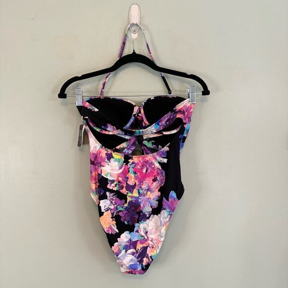 Bar III Women’s Multicolor Tie-Front High Leg One-Piece Swimsuit Size Medium - Picture 8 of 11